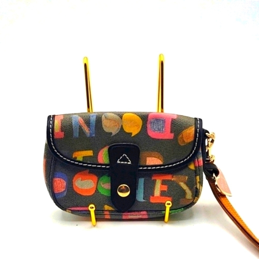 DOONEY & BOURKE Vintage Doodle Leather Black Pink Heart Tag